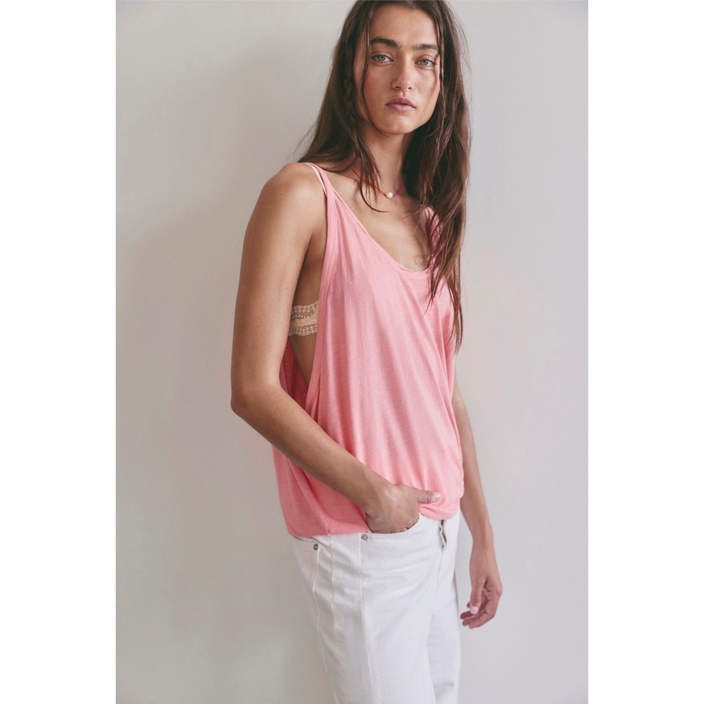 We The Free People Shoreside Tank Strawberry Pink Medium 107582579 NWT Beach